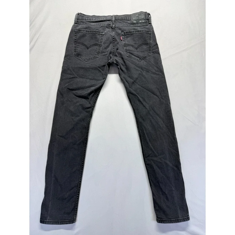 Levi's 512 Skinny Jeans Mens 32x34 (Fits 31x32) Dark Gray Denim Mid Rise Outdoor